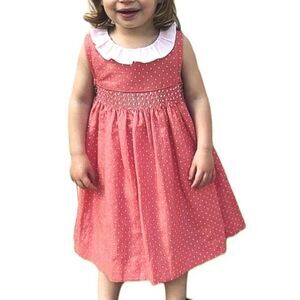 Edgehill Collection Coral Polkadot Smocked Dress